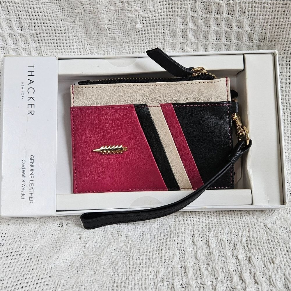 Thacker Amber Leather Wristlet Wallet Raspberry Color - Picture 1 of 8